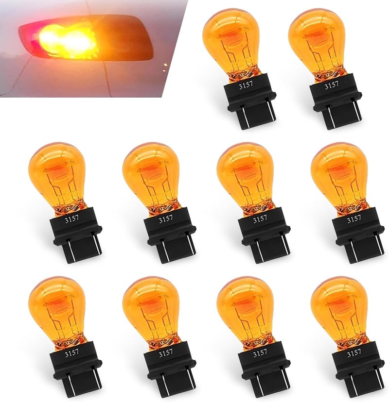 Anyhut 10 PCS Car 3157 Bulb, 12V 21 / 5W Turn Signal Bulb & Brake Light Bulb, Tail Light Bulb Standard Replacement Accessory, Universal for Most Cars, Trucks and Vans (Amber) - Image 1